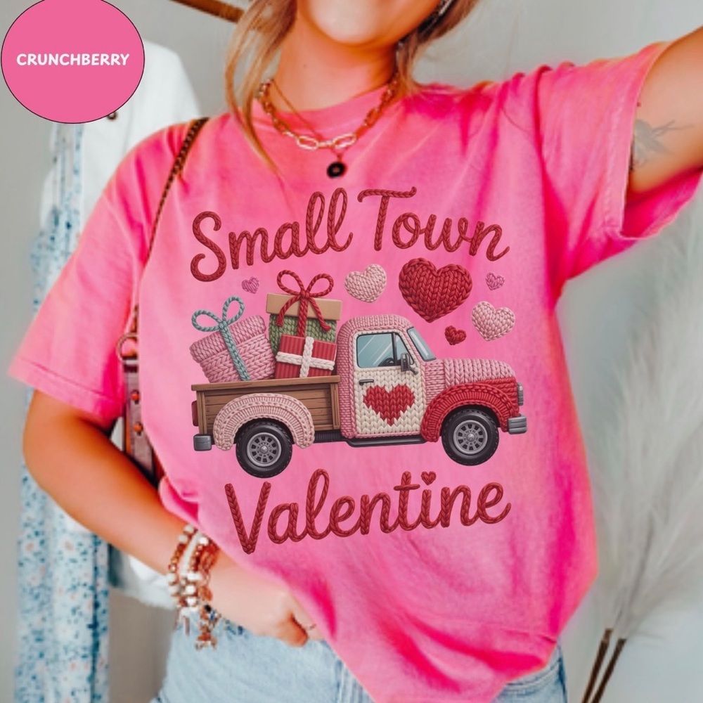 NEW Cute Small Town Valentine Comfort Colors  Graphic Tee  S-3X